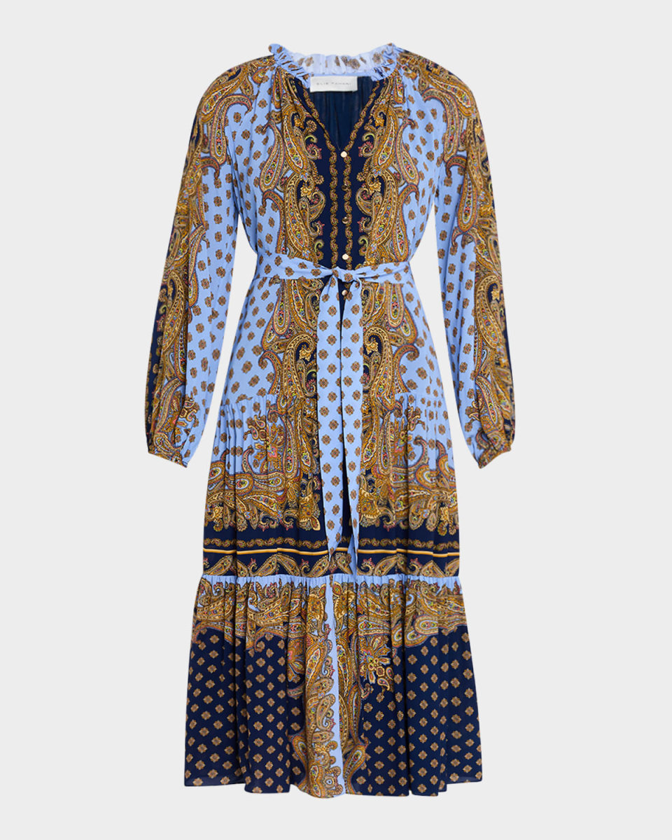 The Sienna Tiered Paisley-Print Midi Dress